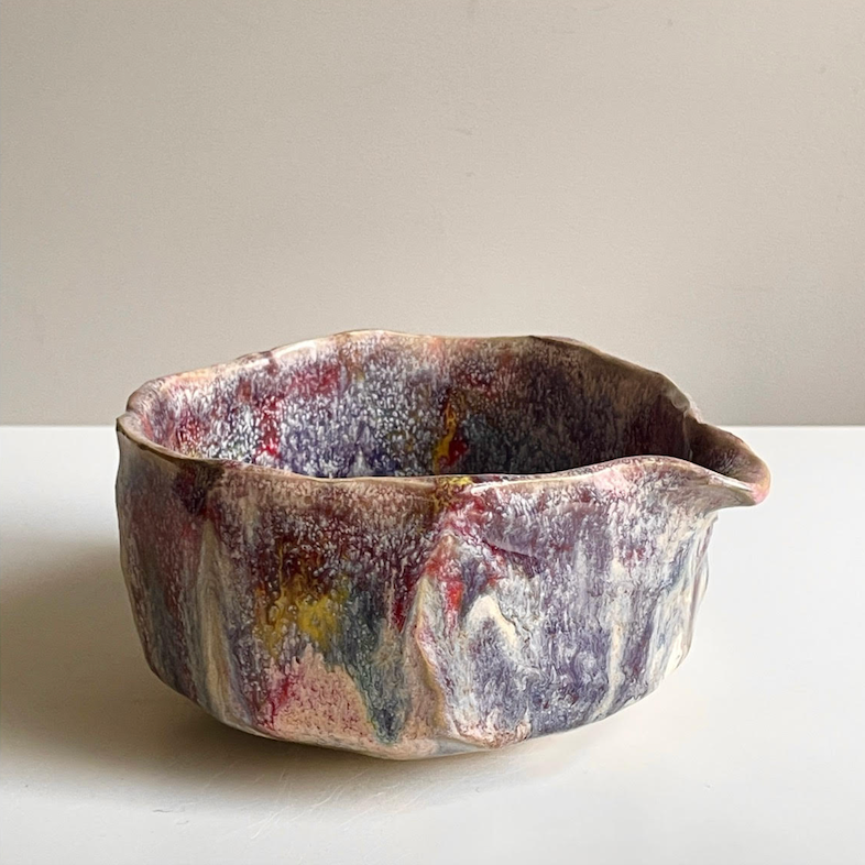 Handmade Kurinuki Chawan - Multicolored