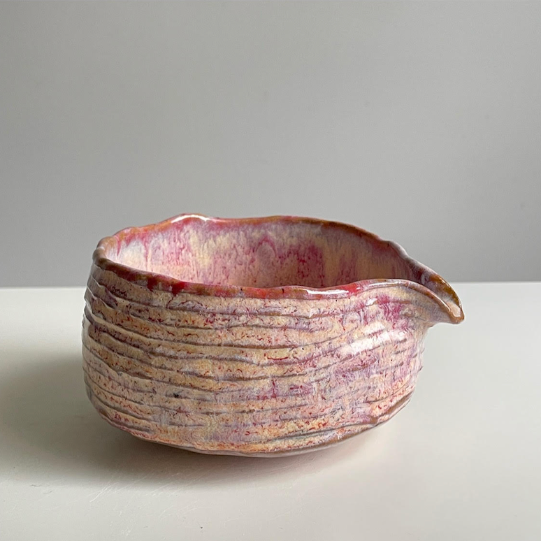 Handmade Kurinuki Chawan - Pink #3