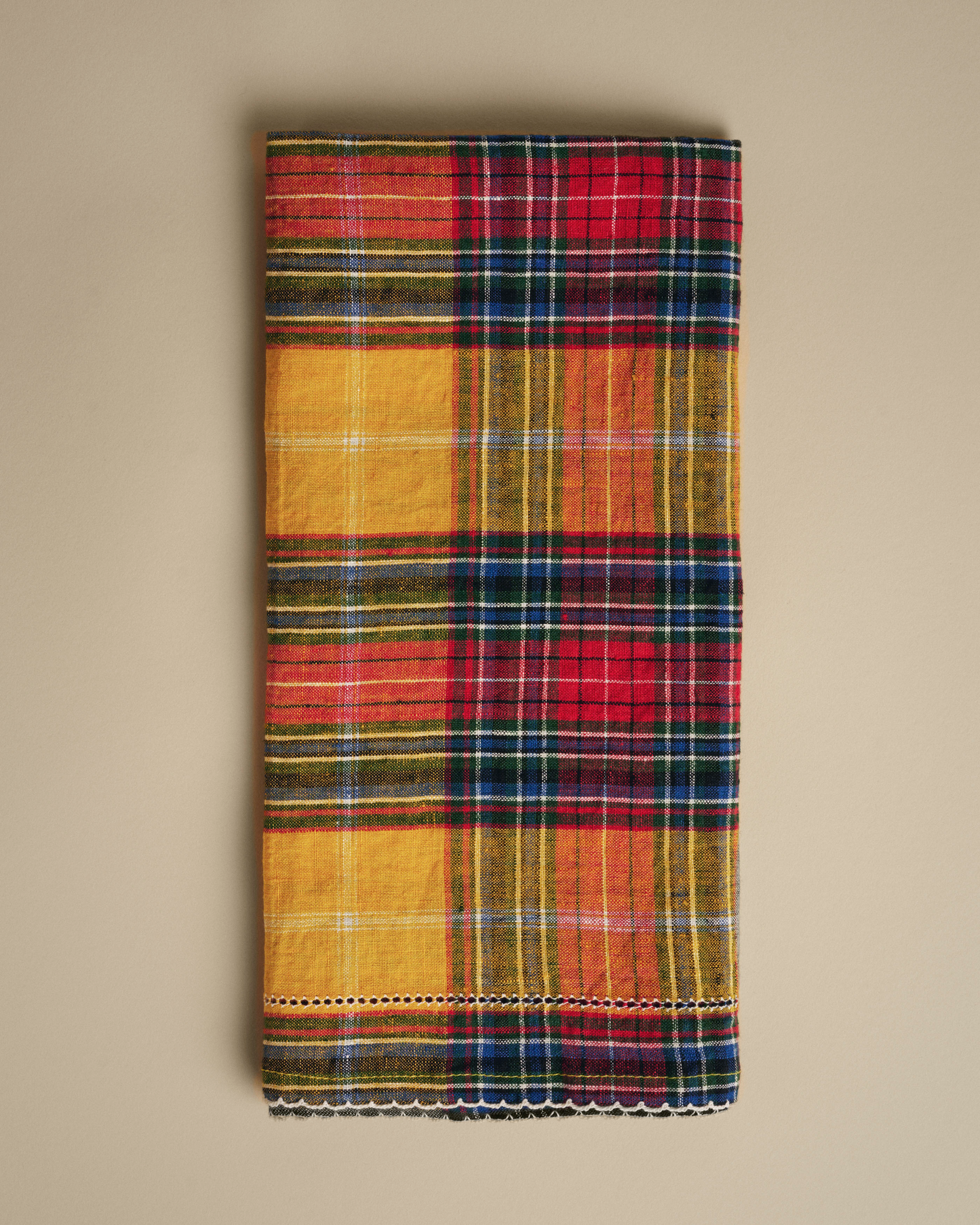 Japanese Dead Stock Plaid Tea Towel Set