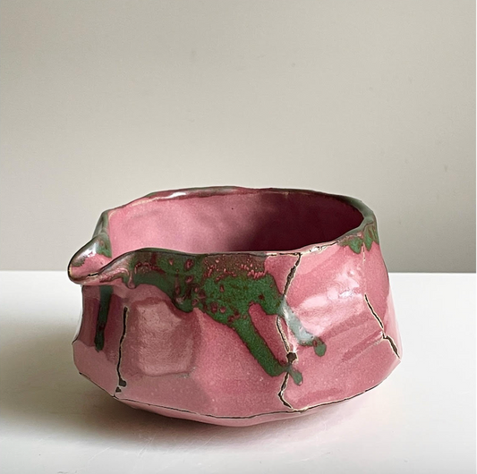 Handmade Kurinuki Chawan - Pink #1
